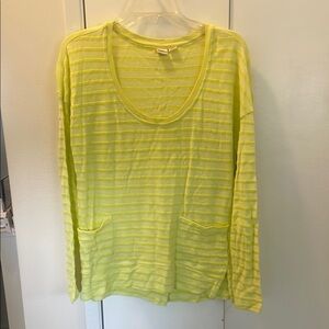 Roxy Yellow Striped Long Sleeve Top size small